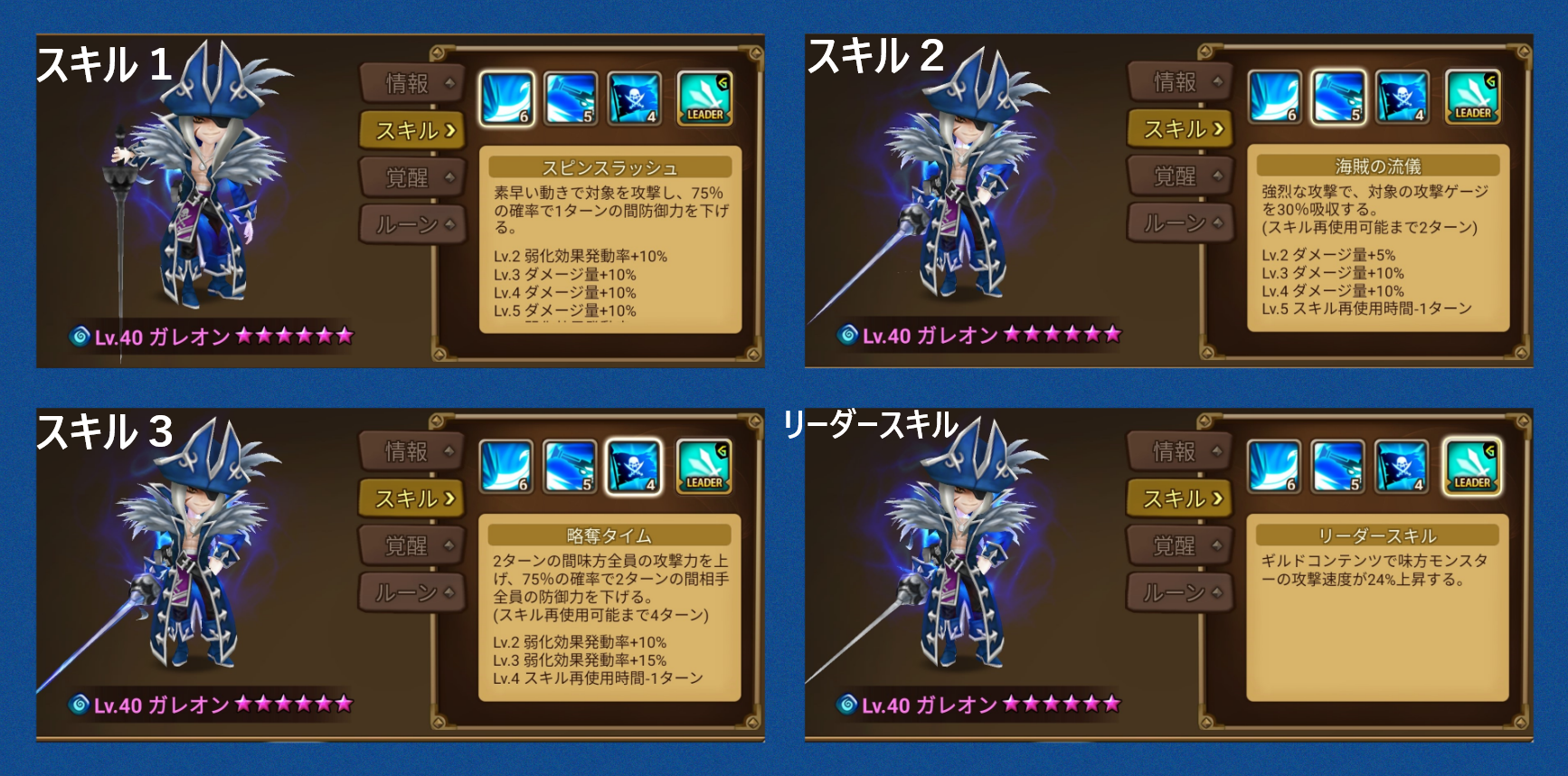 ガレオン スキル 水海賊船長