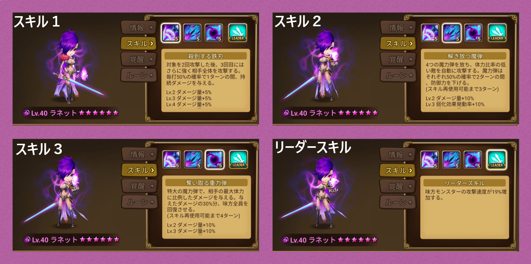 ラネット スキル 闇魔剣士