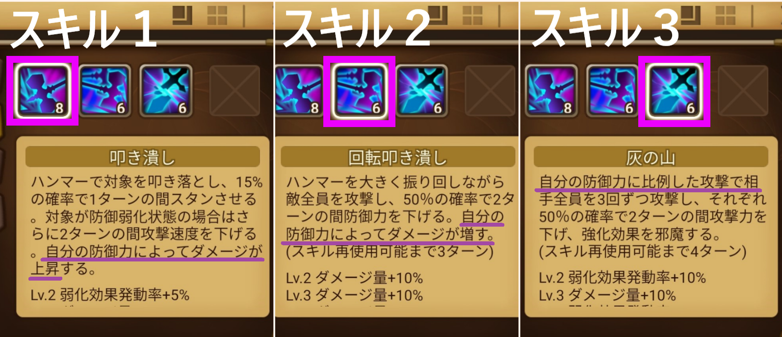 ジンク　スキル　防御力依存