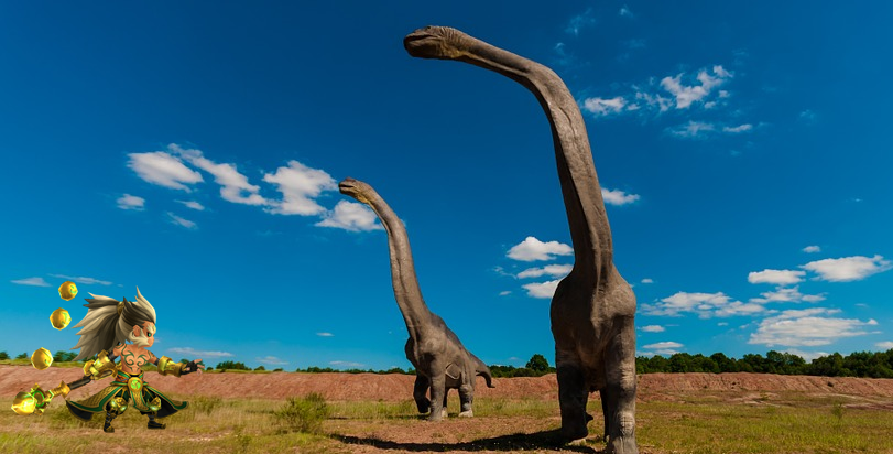 恐竜と戦う？　風孫悟空